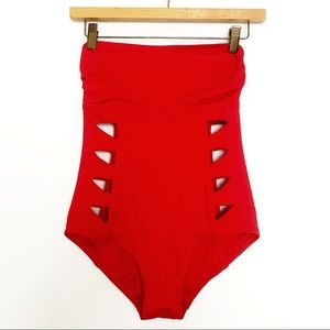 Red Strapless Carmen Marc Valvo Swimsuit M